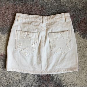 White denim mini skirt